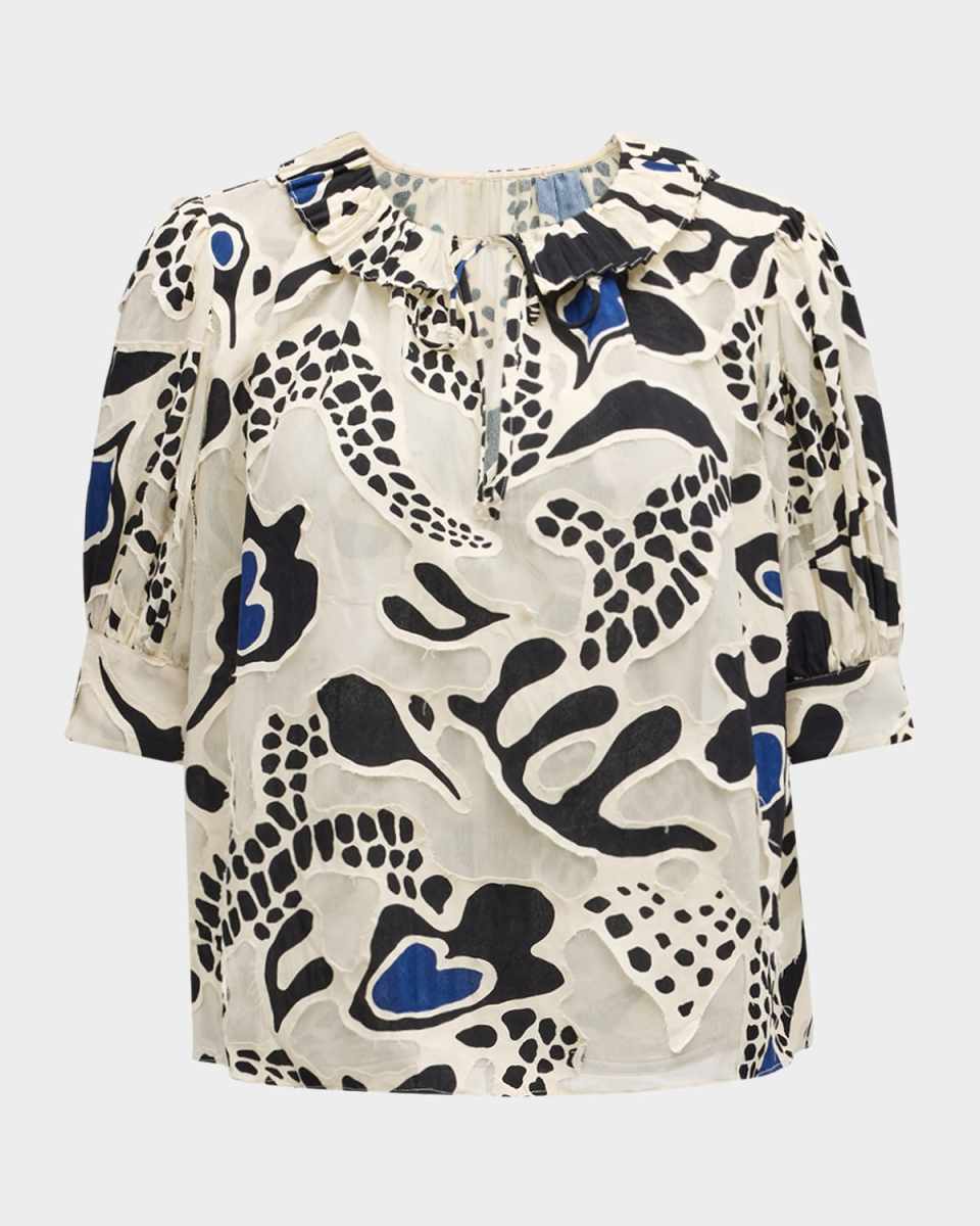 Marcella Printed Puff-Sleeve Top
